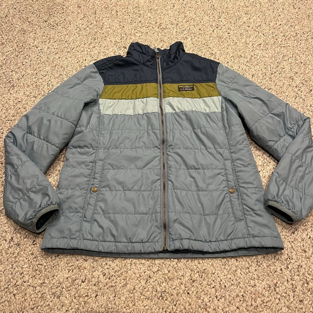 LL Bean Mountain Classic Puffer Jacket L Colorblock Gorpcore Outdoor Granola